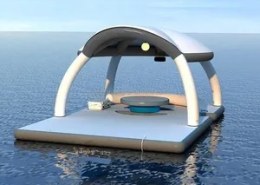 Idee: Aufblasbare stapelbare Badeplattformen mit E-Motor vermieten