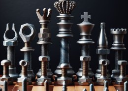 Schachfiguren aus Schrauben und Muttern